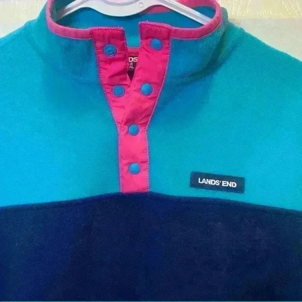 Girls Lands End fleece pull over - Picture 2 of 8